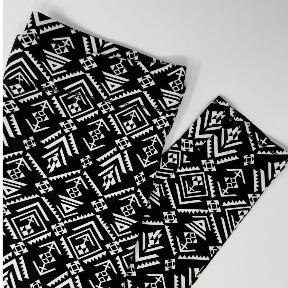 Mixit Womens Large Black White Geometric Tribal Print Cotton Stretch Leggings